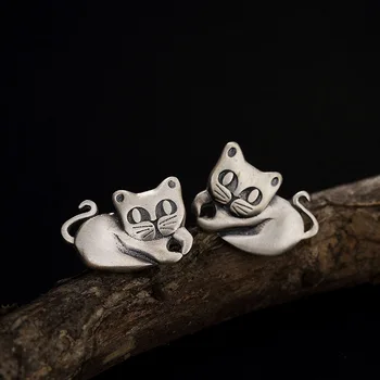 

Pure Silver Ways Is Contracted Plutus Cat Personality Female Stud Earrings Earrings Wholesale