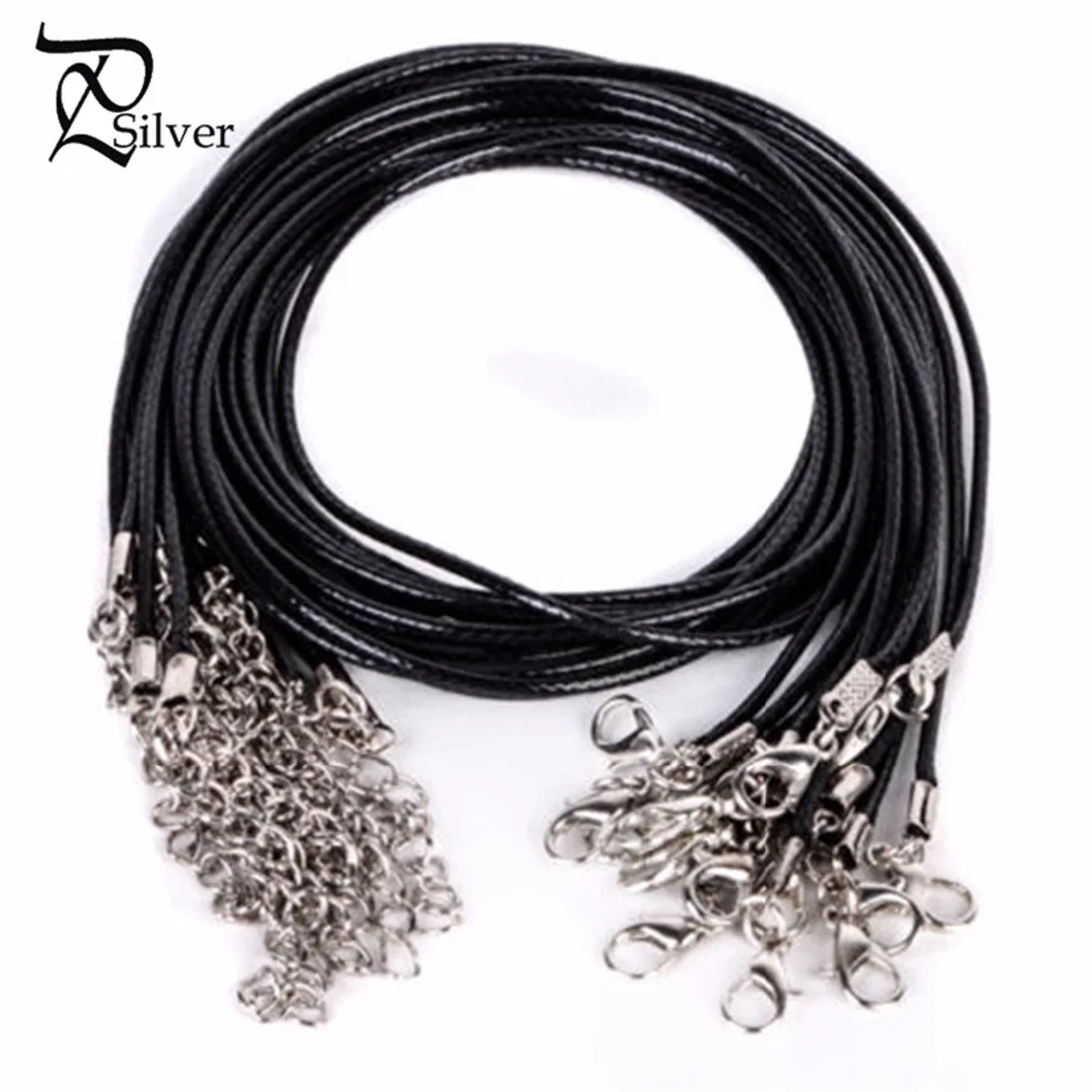 Wholesale Bulk Lot 10PCS Black Leather Chain String 50cm Necklace Cords