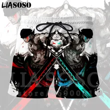 LIASOSO, 3d принт, японское аниме, одна деталь, обезьяна, D, Луффи, Roronoa, Зоро, мужские шорты, пляжные, повседневные, летние шорты, пляжные шорты, X1345
