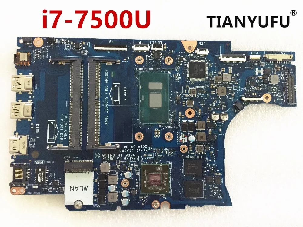 Для DELL 5567 5767 Материнская плата ноутбука BAL20 LA-D801P CN-0VMRRP CN-0KFWK9 DDR4 SR2ZV I7-7500U R7 M445 материнская плата протестирована