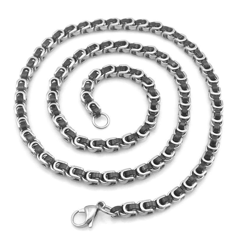 

CHIMDOU 5.5mm Byzantine Necklaces For Men Boys Gold Silver Black Color Stainless Steel Box Byzantine Link Chain Necklace Gift