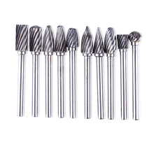 

High Quality 10pcs 1/8 Tungsten Carbide Burr 3mm Rotary Cutter files Set single flute CNC Engraving bit CED 6mm for SD 3mm