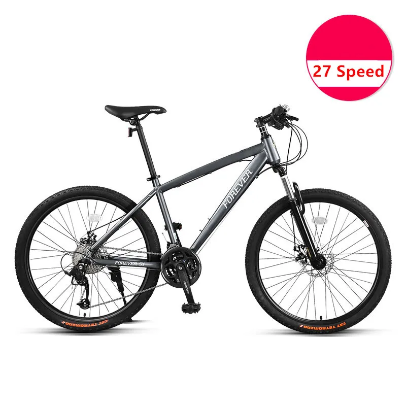 Горный велосипед рама из алюминиевого сплава 21 27 скорость 26 дюймов дорожный велосипед двойной дисковый тормоз MTB Bicicleta горные спортивные велосипеды - Цвет: 27 Speed grey