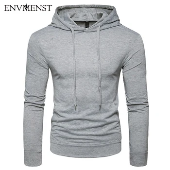 

Fashion Solid Color Hoodies Spring Autumn Long Sleeved Hooded Tops Casual Hip Pop Pullover Men Sweatshirt