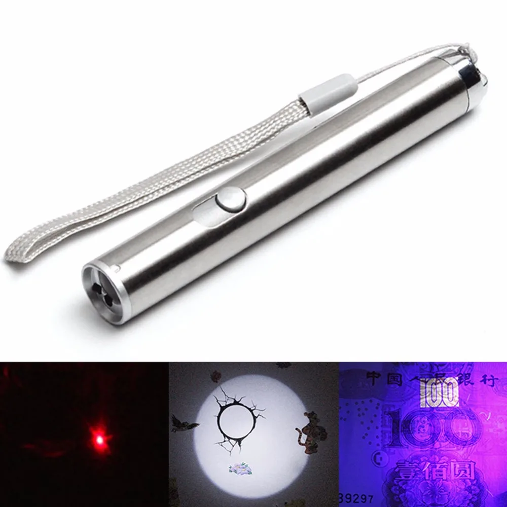 

Multifunction Mini Flashlight Portable Aluminium Alloy LED UV&Red Laser&Lighting Flashlight Waterproof Powerful LED Torch