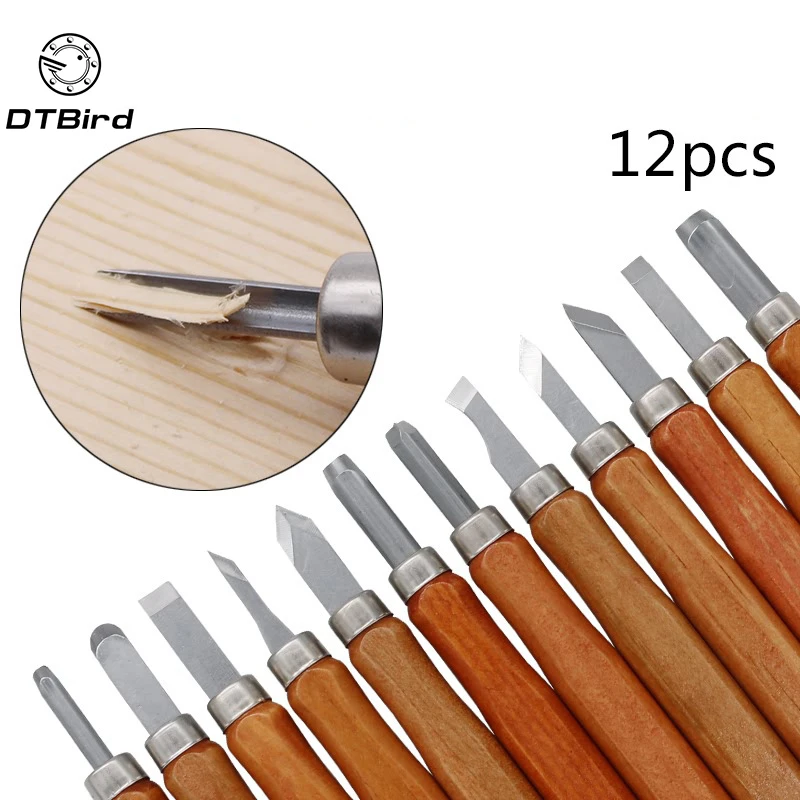 12 шт резьба по дереву долотом нож для основы ксилографии работы DIY инструменты и