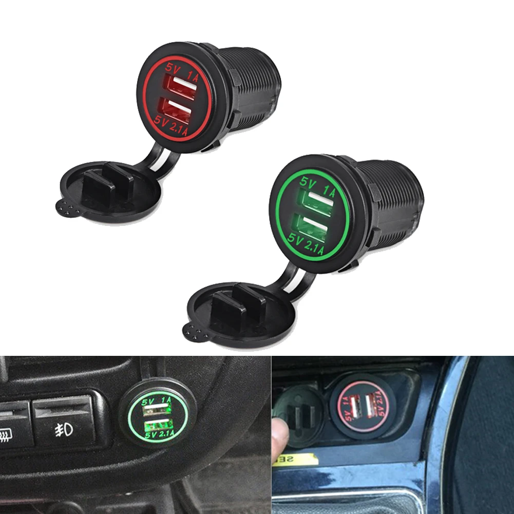 12v Mobile Phone Car Charger Lighter Socket Dual USB Car Charger Adapter For Iphone 2 Port Power