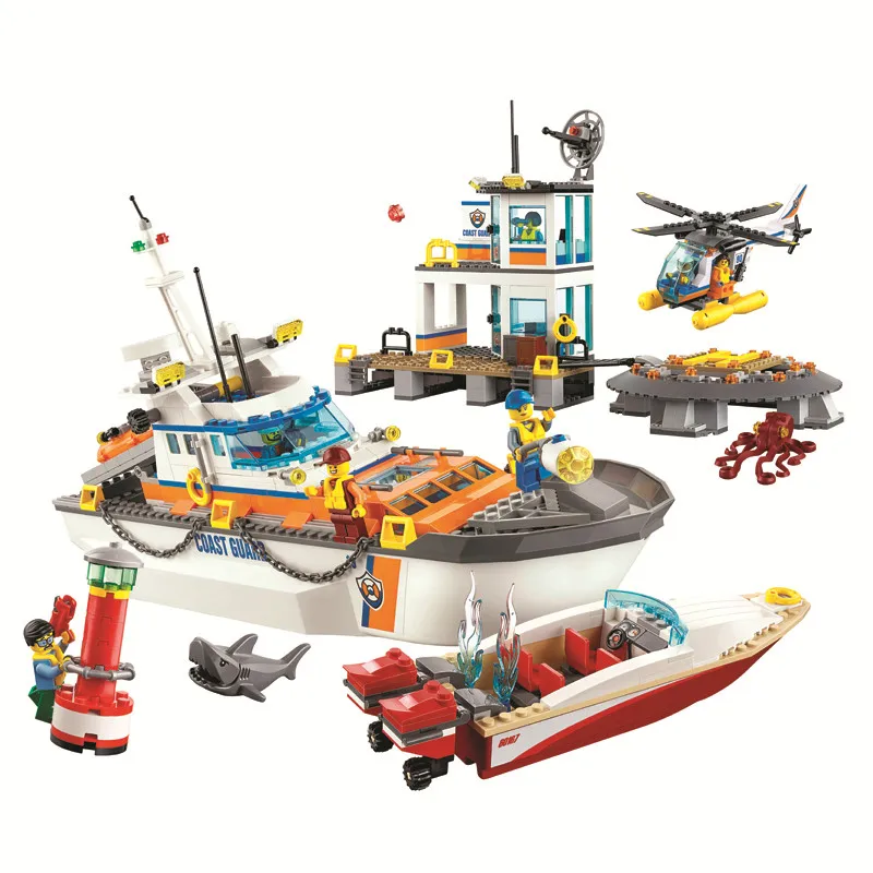 

Bela Compatible with legoe 855pcs City Coast Guard Head Quarters building blocks Diy Educational bricks toys gift for children