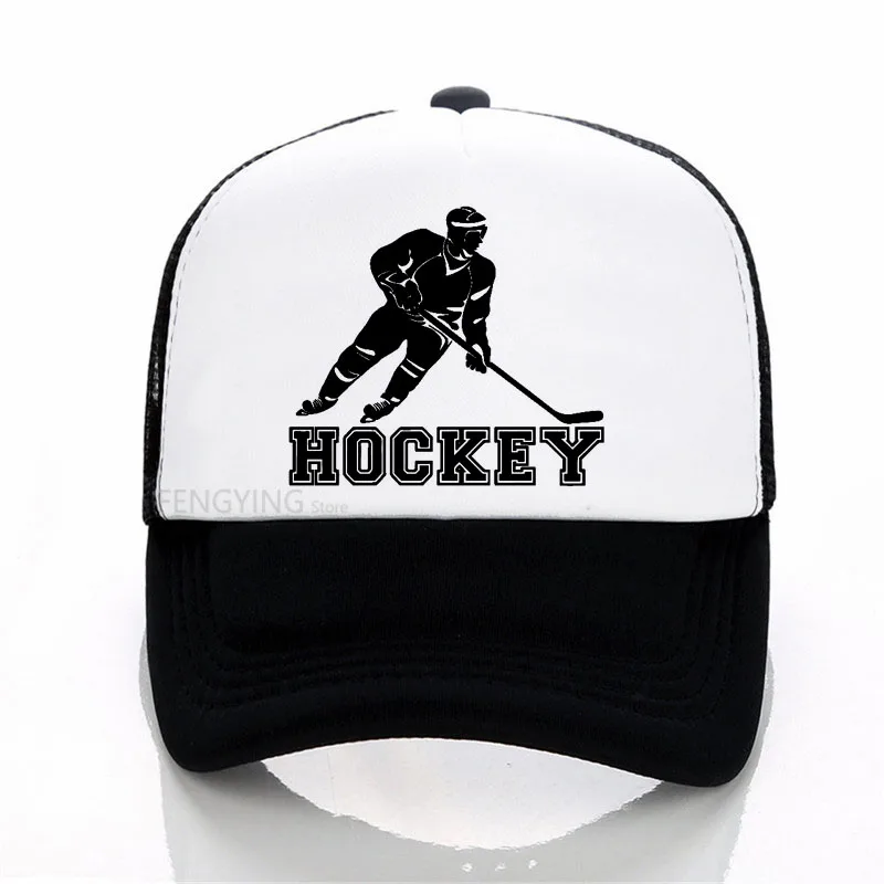 Повседневная Популярная Кепка для хоккеистов, хлопковая модная кепка с сеткой, Кепка для водителя грузовика, регулируемая спортивная бейсболка - Цвет: black white
