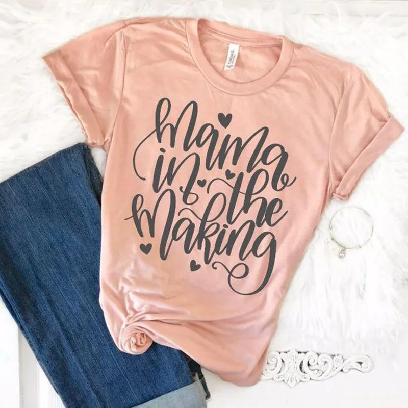 2019 mama in the making tee женские футболки уличная футболка Топы плюс размер женские футболки винтажная одежда Топ в готическом стиле розовый