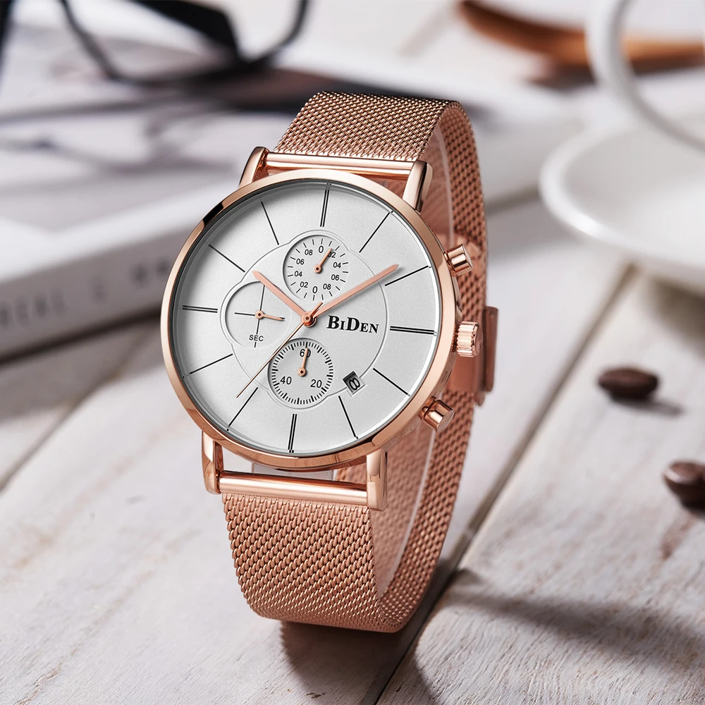 BIDEN Fashion Sport Men Quartz Watch Luxury Stainless Steel Band Waterproof Chronograph Casual Men's Watches Relogio Masculino BIDEN Fashion Sport Men Quartz Watch Luxury Stainless Steel Band Waterproof Chronograph Casual Men's Watches Relogio Masculino