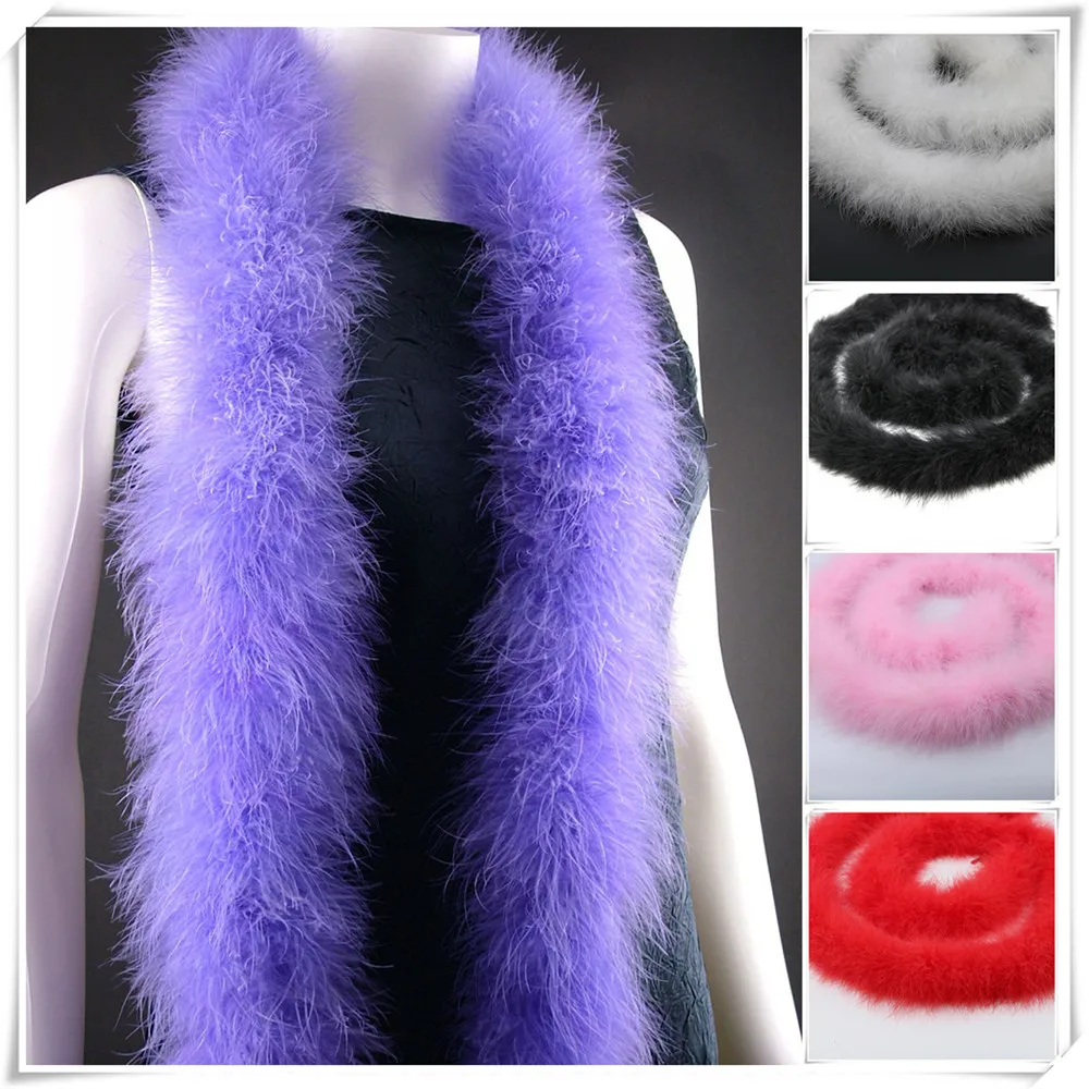 48-50g 2meters long fluffy feather boa Dyed Turkey feather Strip for  Party/Carnival Costumes/Party Boa Shawl