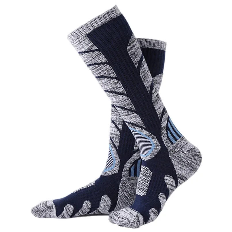 Мужские и женские длинные лыжные толстые спортивные носки зимние теплые хлопковые сноубордические альпинистские походные носки Новые#2s14# FFN - Цвет: Синий