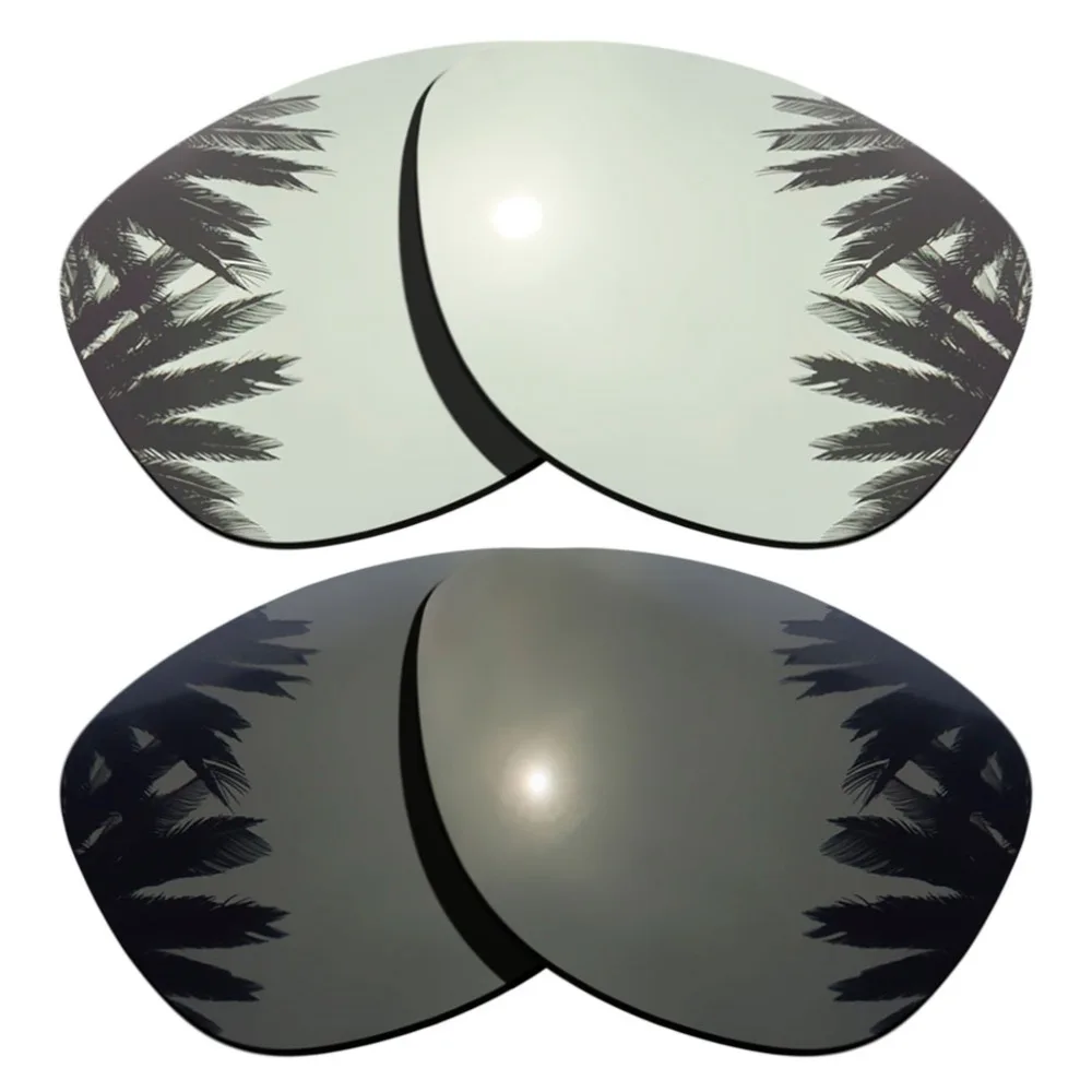 

(Silver Mirrored Coating+Black) 2-Pairs Polarized Replacement Lenses for Frogskins Frame 100% UVA & UVB Protection