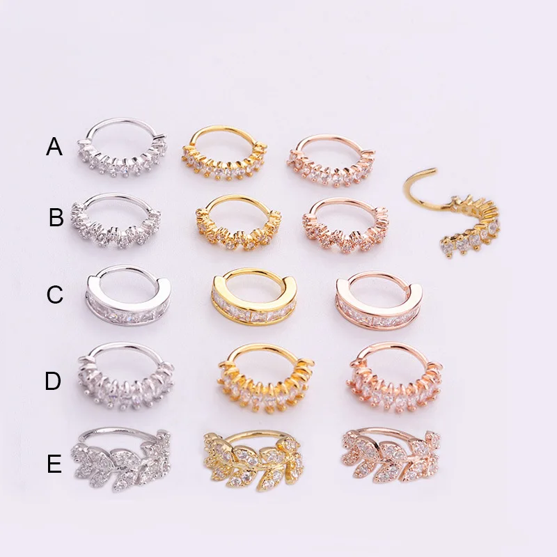 

1PC Silver And Gold Tone CZ Helix Cartilage Hoop Earring Tragus Rook Snug Ear Piercing Jewelry