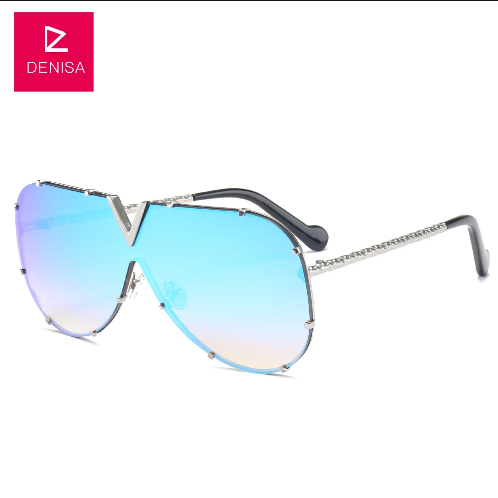 DENISA Pilot Солнцезащитные очки для женщин и мужчин для вождения классические Винтажные Солнцезащитные очки UV400 брендовые дизайнерские очки для девочек zonnebril dames G18001 - Цвет линз: Silver Blue