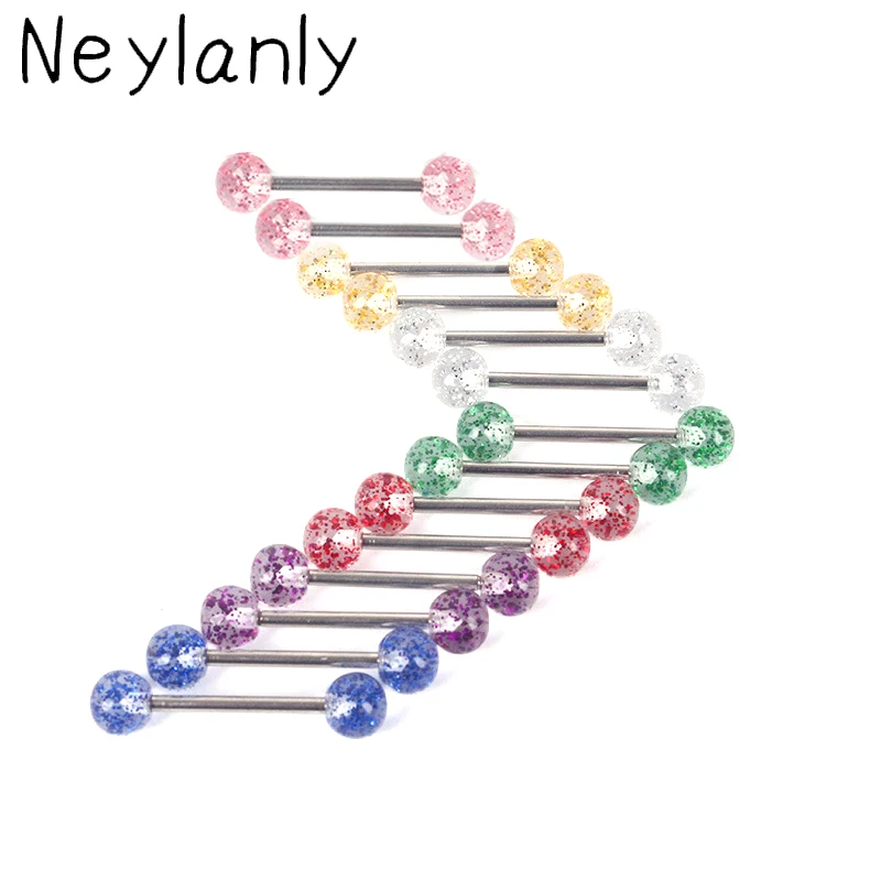 

30pcs/Lot Fashion 316L Surgical Steel Mixed Colors Tongue Piercings Tounge Rings Bars Barbell Tongue Piercing Body Jewelry