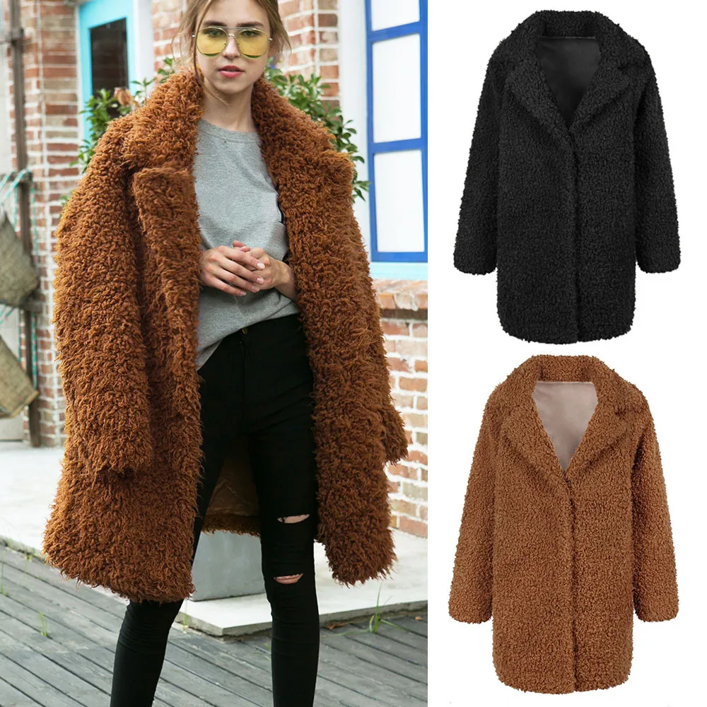 Feitong, элегантное женское пальто из искусственного меха, Осень-зима, теплая мягкая меховая куртка, женское плюшевое пальто, Повседневная Длинная Верхняя одежда