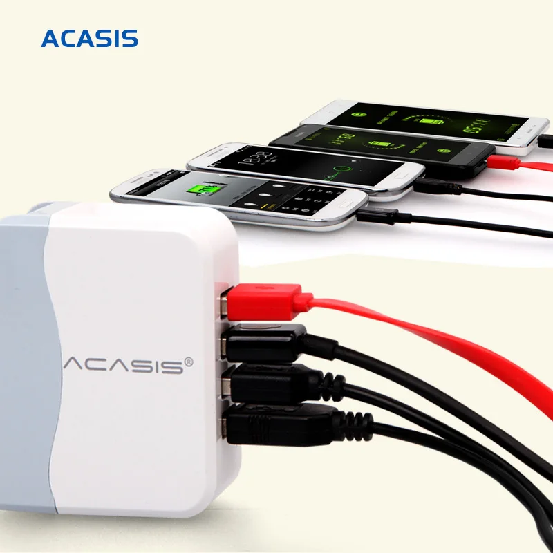 10079TW Acasis UP-04 4 порта Высокоскоростной USB 2,0 концентратор 4.6A зарядное устройство для смартфона, ПК с американской вилкой