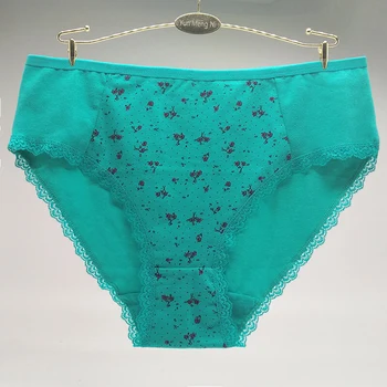 

Pack of 6 2XL 3XL 4XL Heart High Rise Lady Panties Spandex Laced Cotton Mama Size Brief Big Size Women Underwear Wholesale Pants