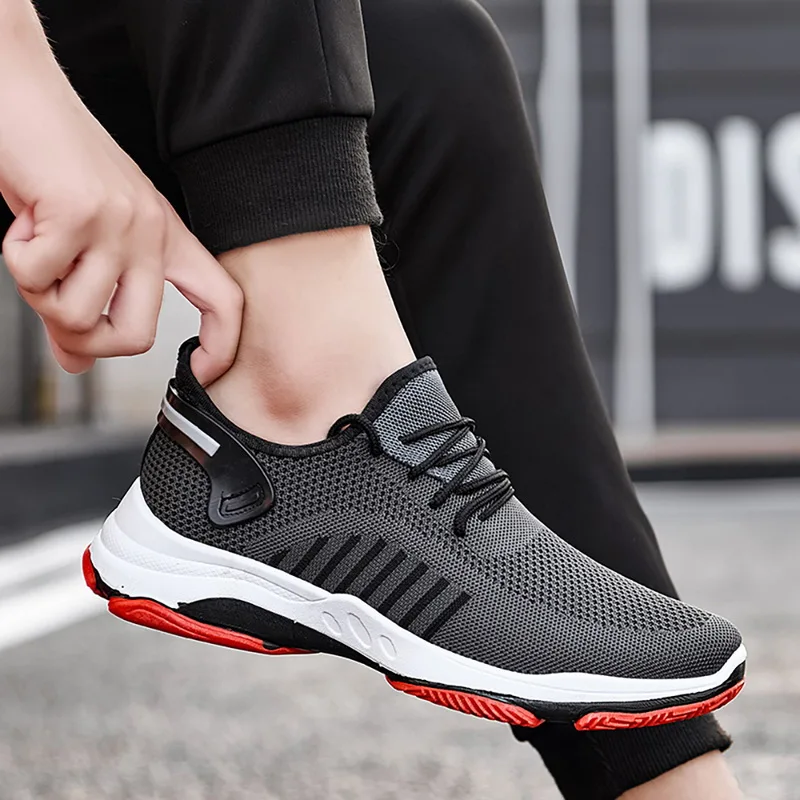 WENYUJH Drop Shipping Men's Breathable Sports Comfortable Slip-proof Shock-absorbing Flying Weaving Leisure Walking Shoes 2019