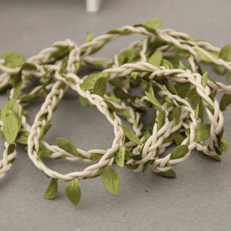 2m DIY Artificial Leaves Twine String With Leaf Silk Leaves Flower