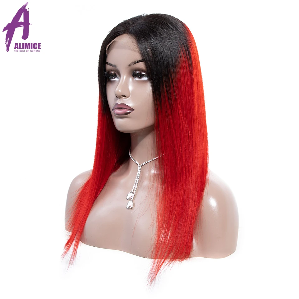 Alimice 180% Density Lace Front Human Hair Wigs Remy PinkGreenRedBlueOrange Brazilian Straight Lace Wigs With Pre Plucked (4)