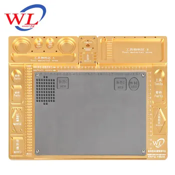 Online Aluminum Alloy With Soft Silicone Work Pad Heat Resistant Insulation Desk Hot Air Gun Station Mat Mobile Phone BGA PCB Soldering