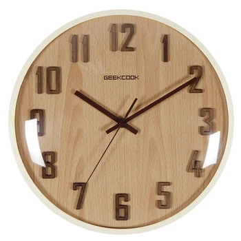 

Geekcook 30cm Curved Wooden Frame Wall Clock Wall Clock Modern Design Silent Movement Stereo Word Clock Digital Wall Clock