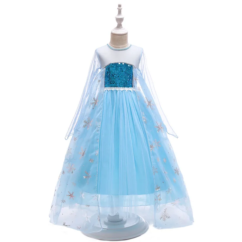 

2019 Children's Day Kids Dresses For Girls Long Sleeve Party Dresses Snowflake Pattern Costume Girls Princess Dress Vestidos