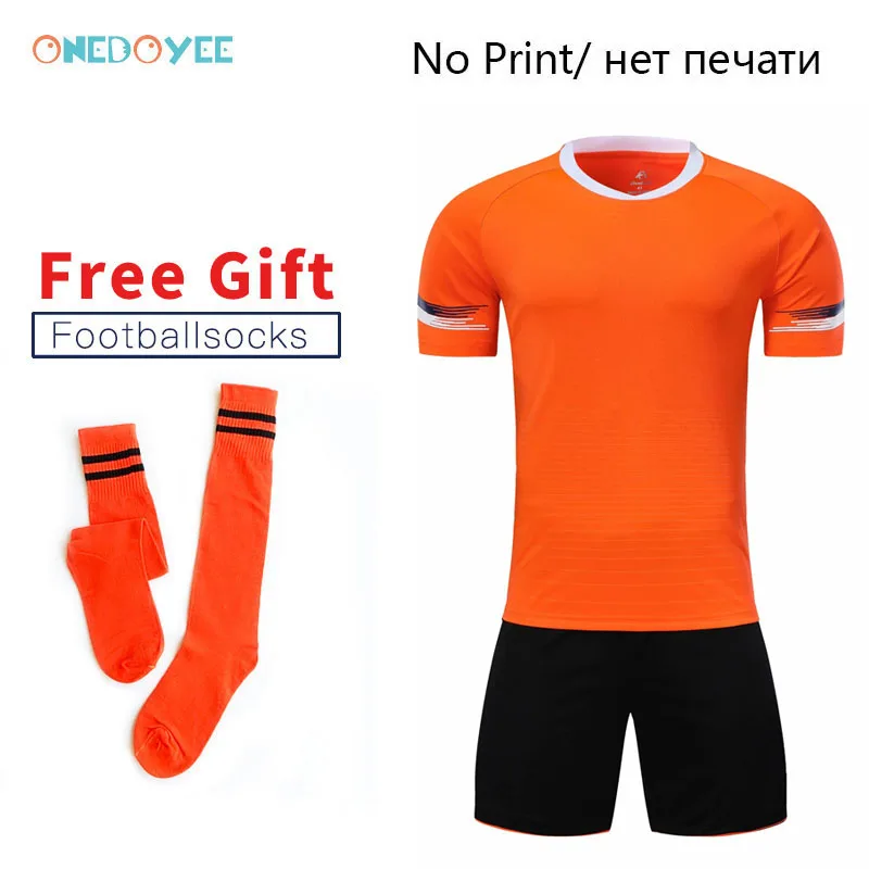 Мужские футбольное Джерси на заказ Camisas De Futebol Джерси Детские футболки с короткими рукавами футбольная команда тренировочная форма наборы DIY - Цвет: Orange No Print