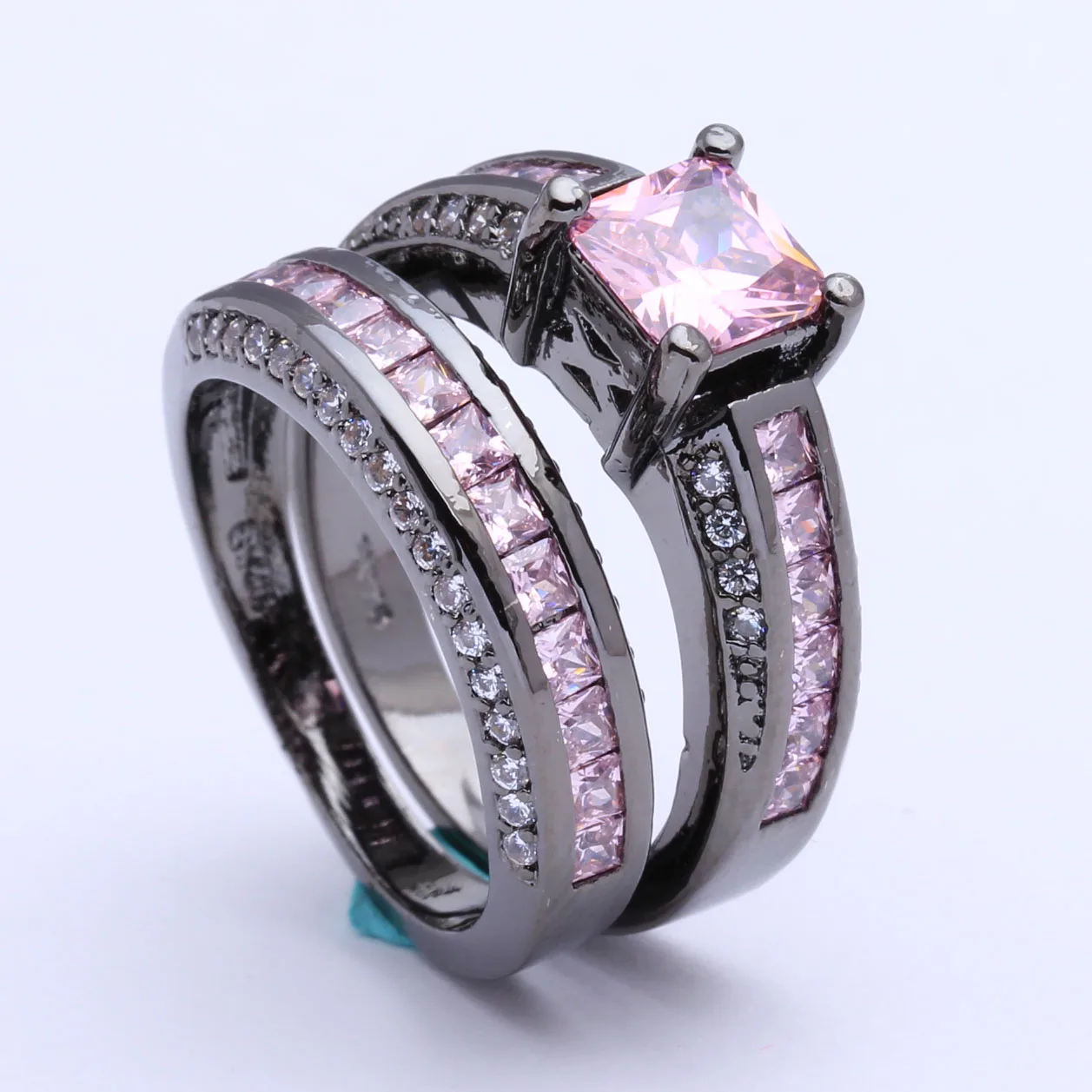 women wedding rings set wholesale black gold color engagement design paved pink blue imitation yellow cz cz zircon jewelry ring - Black Gold Wedding Ring Sets women wedding rings set wholesale black gold color engagement design paved pink blue imitation yellow cz cz zircon jewelry ring - Black Gold Wedding Ring Sets