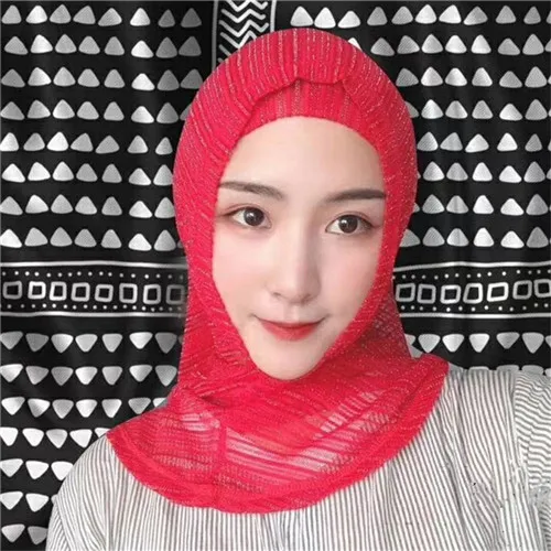 2 Pieces Amira Hijab Womens Muslim Hijab Islamic Scarf Shining Scarf Breathable Summer#YS659 - Цвет: Red