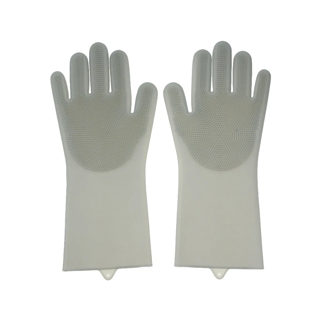 Кухонные силиконовые чистящие перчатки, волшебные силиконовые перчатки для мытья посуды, бытовые силиконовые резиновые перчатки для мытья посуды - Цвет: Gray