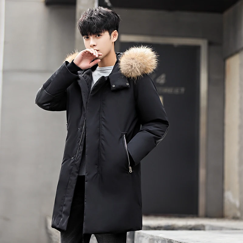 White Duck Down Men's Jackets Quality Handsome Warm Long Fashion Business Winter Clothing Casual Coat Long Trench Male Parka