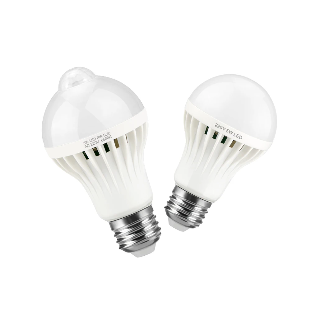 

pir motion sensor light 220V E27 led bulb body move IR detector led light sound sensor +light sensor led lamp home security bulb