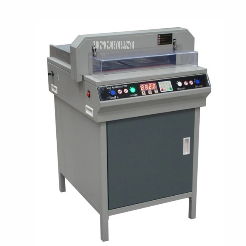 450VS + 220 V/110 V 750 W الكامل التلقائي الكهربائية آلة قص الورق مشذب الورق القاطع CNC دفع التلقائي الصحافة قطع جهاز