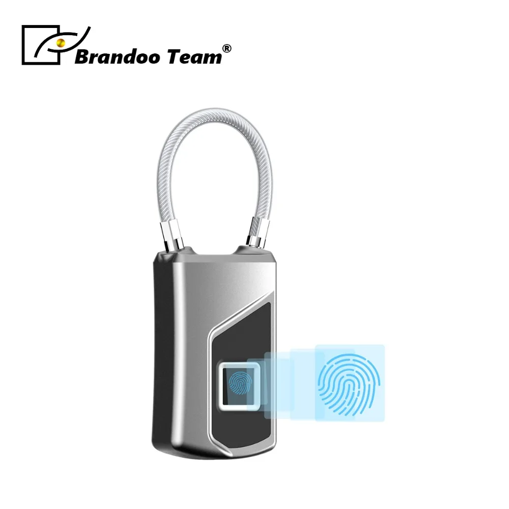

Brandoo Smart Keyless IP66 Waterproof USB Rechargeable padlock with fingerprint Anti-Theft electronic fingerprint controller