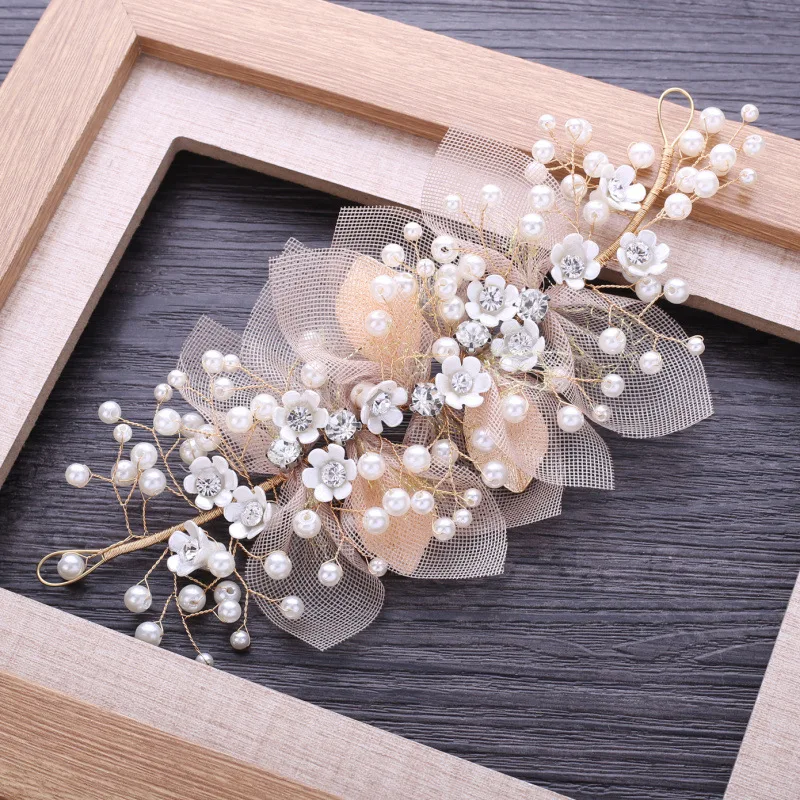 

Gold Floral Bridal Hair Clip Bridal Hair Piece Bride Headpiece Wedding Flower Rhinestone Hair Comb Hair Jewelry