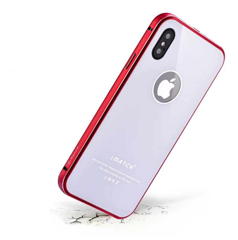 iMatch Aviation Aluminum Alloy Metal Bumper Tempered Glass Back Cover Case for Apple iPhone X