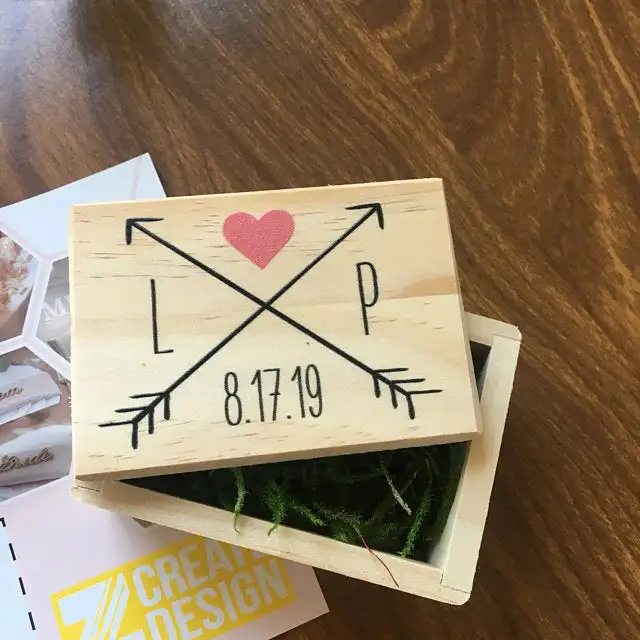 

Personalize names wooden Wedding Ring Box, Customize floral wooden box Bridal Shower Gift for Couples Rings