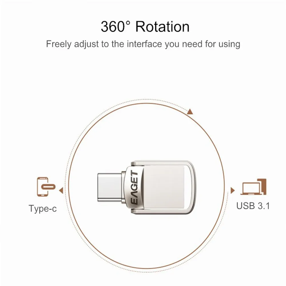 EAGET Металл type-c OTG USB 3,0 U диск Флешка флеш-накопитель для Xiaomi Мобильный телефон планшетный ПК