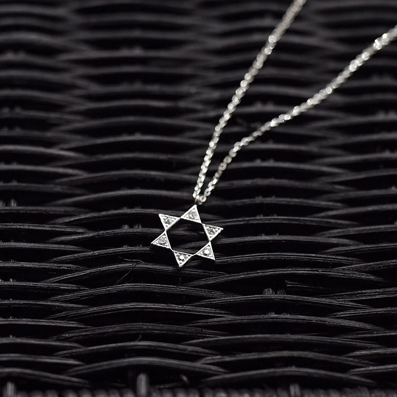 

Seanlov Korean New High Quality Zirconia Hexagram Silver color Necklace Fashion Jewelry For Women Accessories