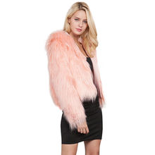 Anself Fashion Women Winter Crop Top Faux Fur Hooded Coat Long Sleeve Fluffy Jacket Short Party Streetwear Fourrure Outerwear