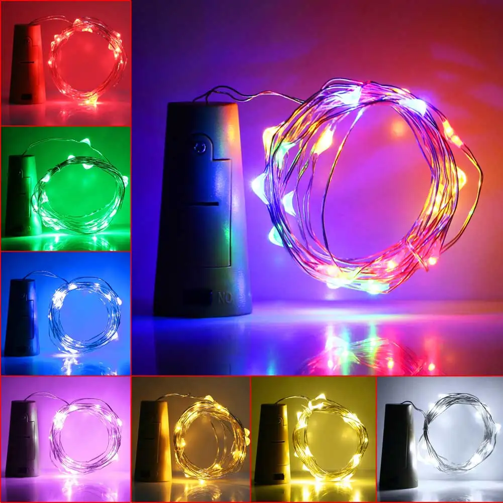2 м 20 Led медная проволока винная Гирлянда Свет бутылка пробковая свеча Фея