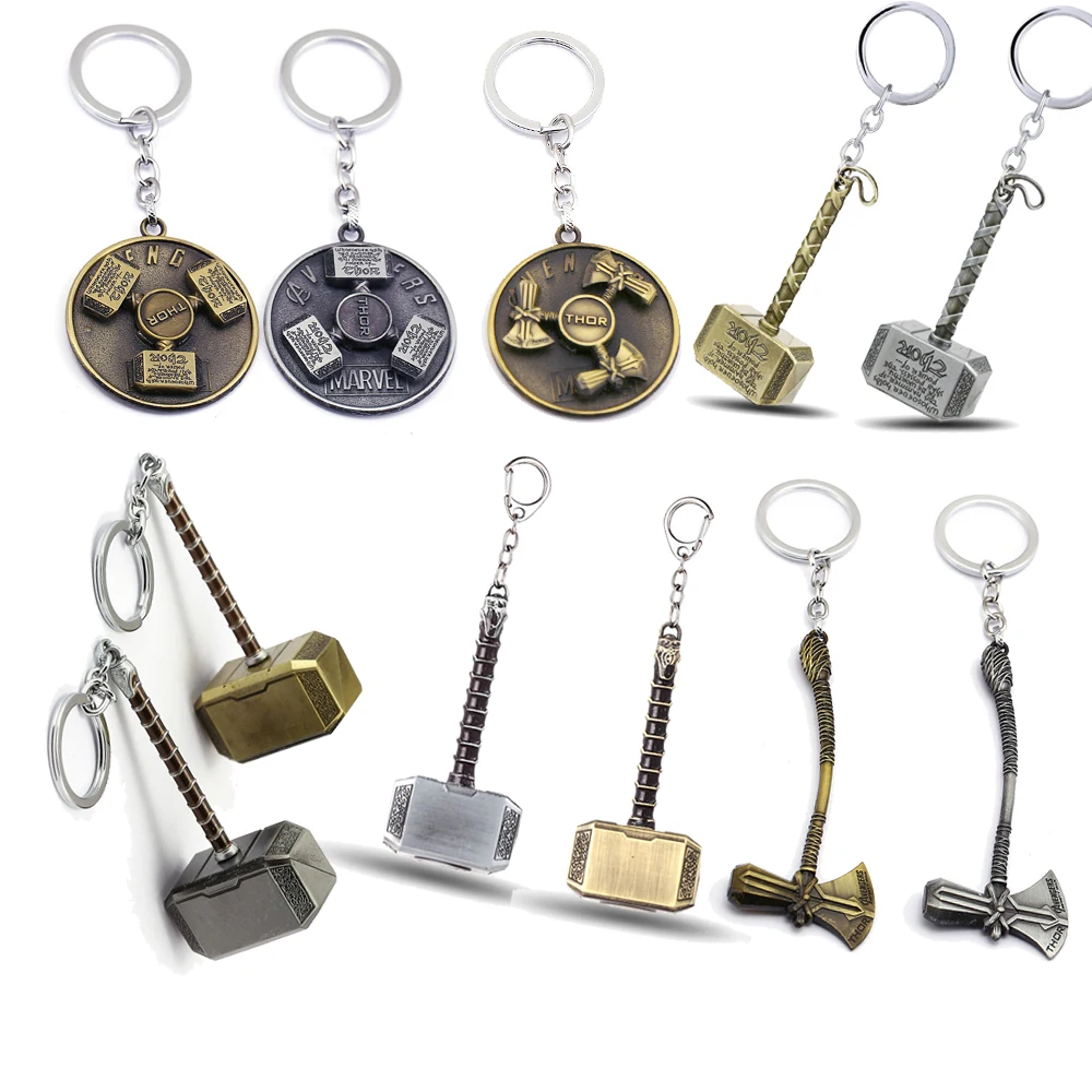 

Endgame Thor Hammer Keychain The Avengers Mjolnir Metal Key Chain Ring Holder Chaveiro Accessory Men Gift llaveros para hombre