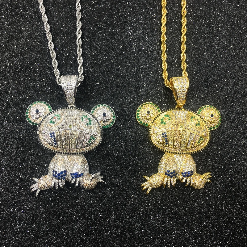 iced out jewelry bling bling frog pendants necklaces (5)