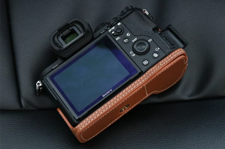 Capa de Couro Genuíno para Câmera Metade do Corpo para Sony Mark Bateria Aberta Ilce-7m2 a7 ii A7r - Image 4