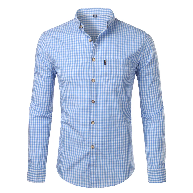 Cotton Shirt Long Sleeve Shirt Mens Plaid Cotton Casual Dress Shirts Slim Fit Long Sleeve Button Down Men Work Business Shirt