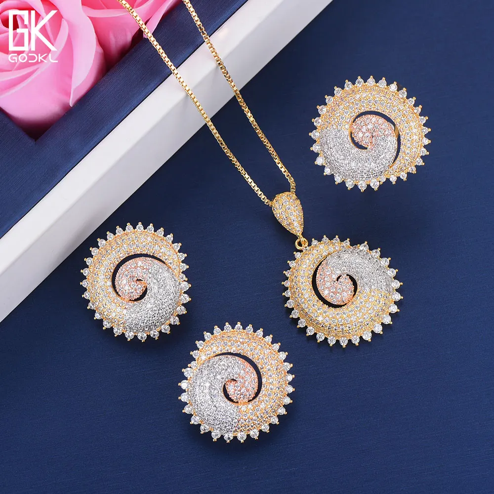 

GODKI Luxury Snails Necklace Earring Sets Cubic Zircon Crystal CZ jewelry Sets for women Wedding Indian Bridal Jewelry Sets 2018